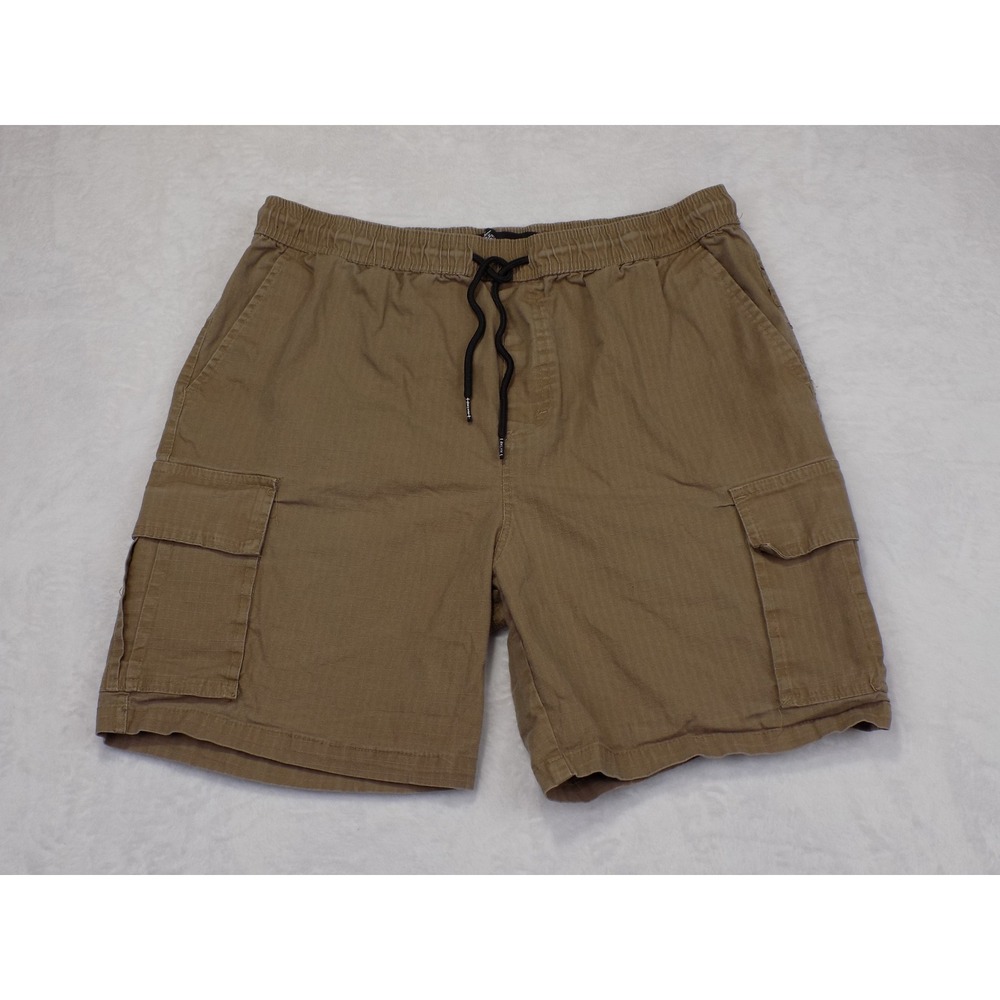 Brooklyn Cloth Wythe Ave Mens Large Khaki Brown Cargo Shorts‎ Elastic Waist L